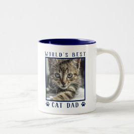 Werelds Beste Kattenpapa Pootafdrukken Huisdier Fo Tweekleurige Koffiemok