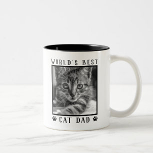 Werelds Beste Kattenpapa Pootafdrukken Zwart Wit F Tweekleurige Koffiemok