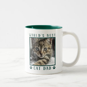 Werelds Beste Kattenvader Pootafdrukken Huisdier F Tweekleurige Koffiemok