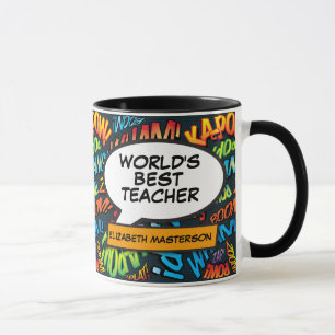 Werelds Beste Leraar Leuk Retro Stripboek Modern Mok