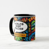 Werelds Beste Leraar Leuk Retro Stripboek Modern Mok (Voorkant links)