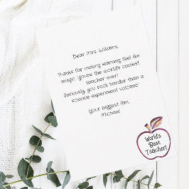 Werelds beste leraar Red Apple, waardering van de Bedankkaart