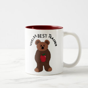 Werelds Beste Leraar Teddybeer Tweekleurige Koffiemok
