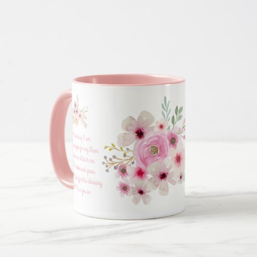 Werelds Beste MAMA Moederdag Gedicht Roze Bloemen Mok (Voorkant links)