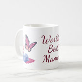 Werelds Beste Mama Mok, Vlinder Bloem Coffee Mok (Voorkant links)