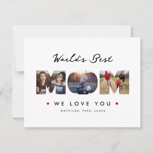 Werelds Beste Moeder 3 Foto Collage Grappige Lette Kaart (Voorkant)