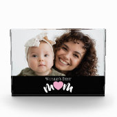 Werelds Beste Moeder Hart Modern Schrift Foto Blok (Voorkant)