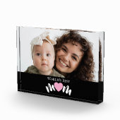 Werelds Beste Moeder Hart Modern Schrift Foto Blok (Rechts)