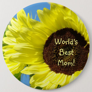 Werelds Beste Moeder! knopen Zonneschijn Bloem kno Ronde Button 6,0 Cm
