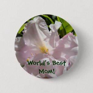 Werelds Beste Moeder! knoppen Roze Rododendron Blo Ronde Button 5,7 Cm