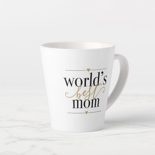 Werelds Beste Moeder Modern Elegant Zwart En Goud Latte Mok (Rechterhoek)