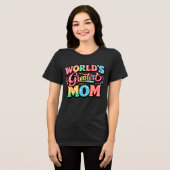 Werelds Beste Moeder Retro Bloemtypografie Tri-Blend Shirt (Voorkant volledig)