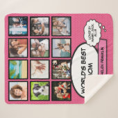 Werelds Beste Moeder Roze Fotocollage Sherpa Deken (Voorkant (horizontaal))