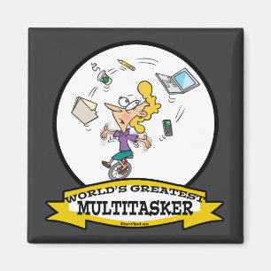 WERELDS BESTE MULTI-TASKER VROUWEN CARTOON MAGNEET