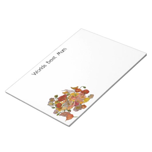 Werelds Beste Mum Note Pad met Poppies Notitieblok (Schuin)
