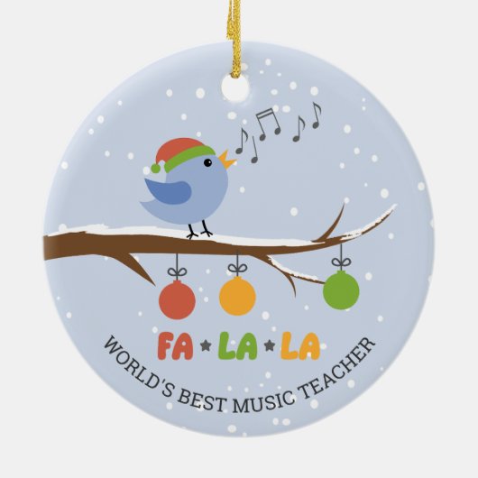 Werelds beste muziekleraar zangvogel personalisere keramisch ornament (Achterkant)