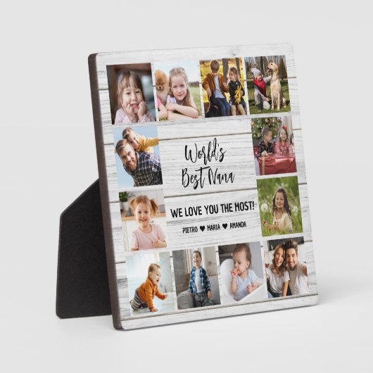 Werelds Beste Nana Kleinkinderen 12 Foto Collage P Fotoplaat (Voorkant)