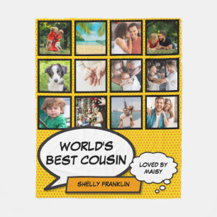 Werelds Beste Neef 12 Foto Comic Retro Pret Fleece Deken