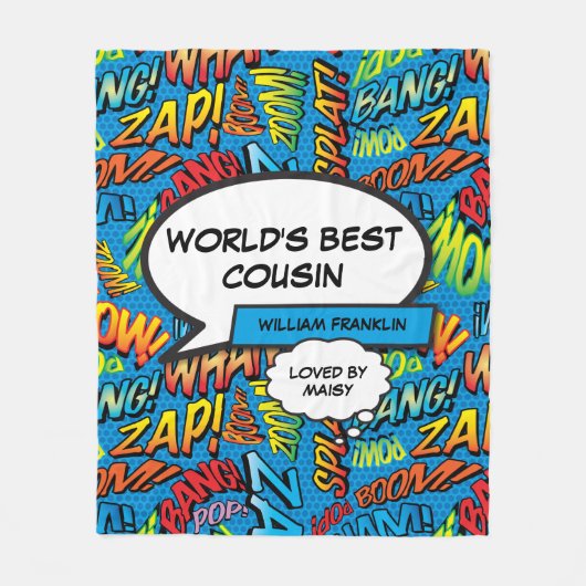 Werelds Beste Neef Cool Fun Strips Blauwe Fleece Deken (Voorkant)