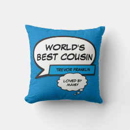 Werelds Beste Neef Fun Moderne Strip Cool Blauw Kussen