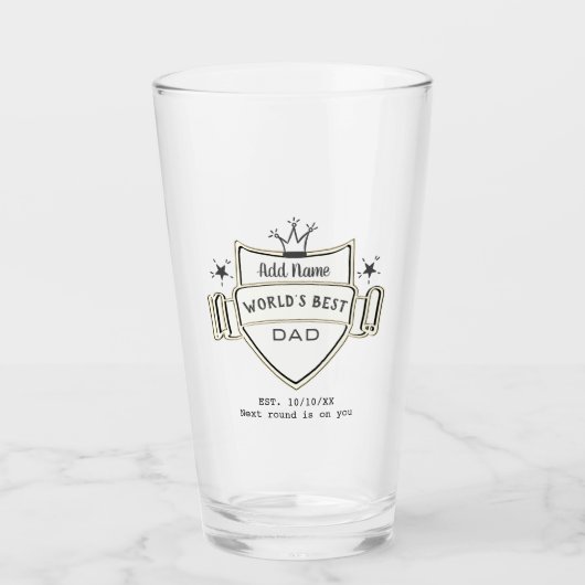 Werelds Beste No.1 PAPA - Gepersonaliseerd BIER PI Glas (Voorkant)