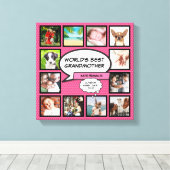Werelds Beste Oma Fun Roze Foto Collage Canvas Afdruk (Insitu (Houten vloer))