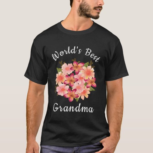 Werelds Beste Oma Roze Perzik Bloem Oma Gift T-shirt (Voorkant)