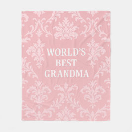 Werelds Beste Oma Zachte Roze Witte Damast Fleece Deken
