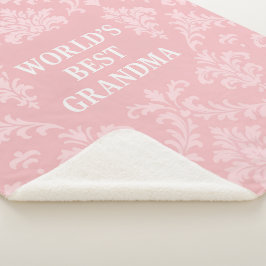 Werelds Beste Oma Zachte Roze Witte Damast Sherpa Deken