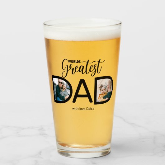 Werelds Beste Papa 2 Foto Glas (Voorkant gevuld)