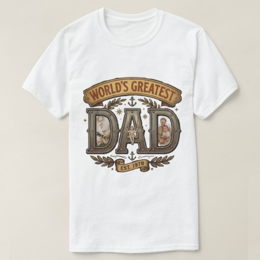 Werelds Beste Papa Retro stijl Design T-shirt (Design voorkant)