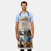 Werelds Beste Papa Rustic Linen 6 Foto Collage Schort (Gedragen)