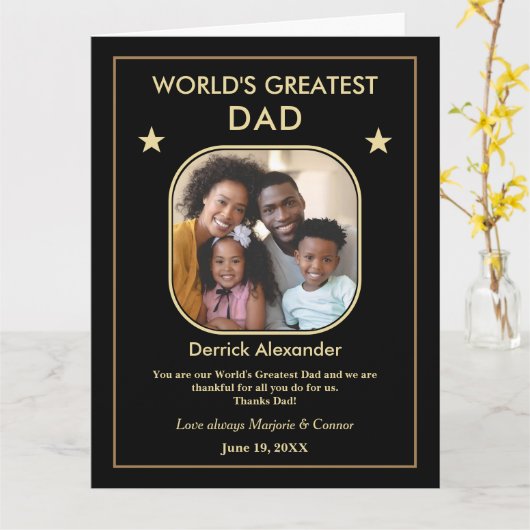 Werelds Beste Papa Vaderdag Foto Groot Aangepast Kaart (Gele Bloem)