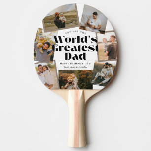 Werelds Beste Papa Vet Retro 7 Foto Collage Tafeltennisbatje