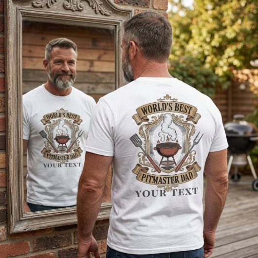 Werelds Beste Pitmaster Vader Retro BBQ Wapen Cust T-shirt