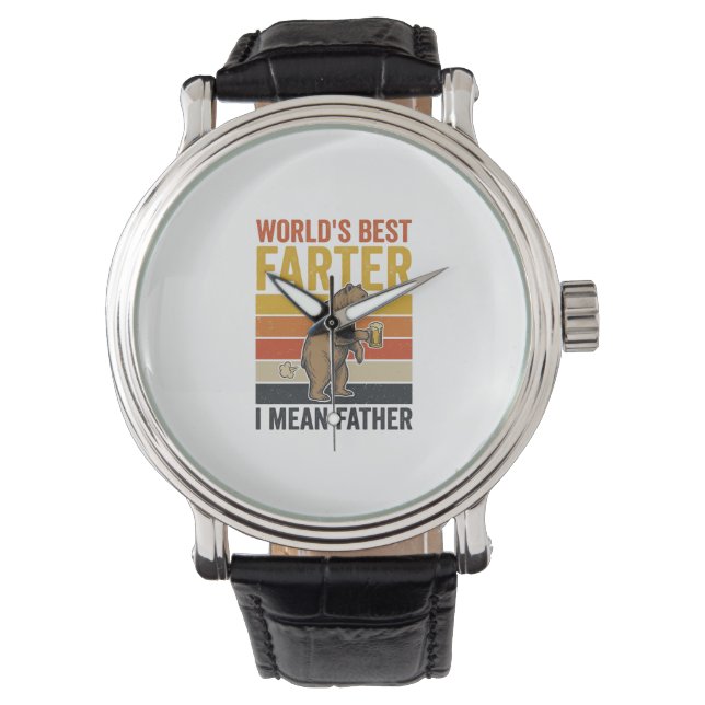 Werelds Beste Scheetgrappige Vaderbeer Horloge (Voorkant)