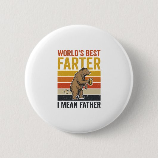 Werelds Beste Scheetgrappige Vaderbeer Ronde Button 5,7 Cm (Voorkant)