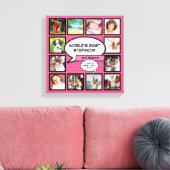 Werelds Beste Stiefmoeder 12 Foto Roze Fun Canvas Afdruk (Insitu (Woonkamer))