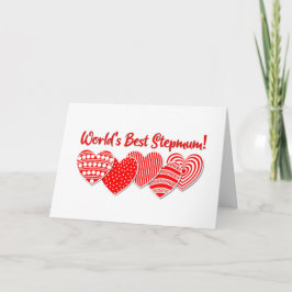Werelds Beste Stiefmoeder Rode Decoratieve Hartjes Kaart
