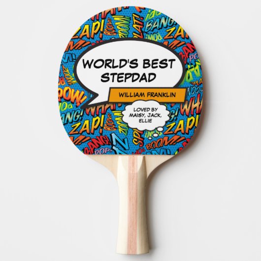 Werelds Beste Stiefvader Oom Cool Grappig Modern Tafeltennisbatje (Voorkant)