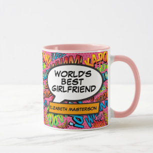 Werelds Beste Vriendin Fun Retro Stripboek Roze Mok