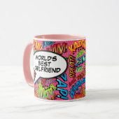 Werelds Beste Vriendin Fun Retro Strips Meisjesach Mok (Voorkant links)