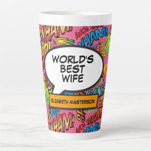 Werelds Beste Vrouw Naam Fun Retro Stripboek Latte Mok