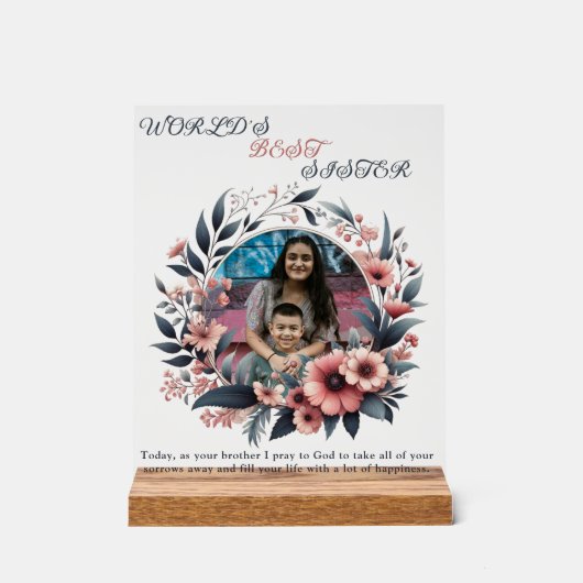 “Werelds Beste Zus” gepersonaliseerd Acryl Bord (Voorkant)