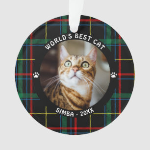 WERELDS BSTE KAT Geruit Naam Jaar Ornament