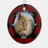 WERELDS BSTE KAT Rood Buffalo Geruit Persoonlijk Keramisch Ornament (Links)