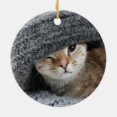 WERELDS BSTE KAT Rood Buffalo Geruit Persoonlijk Keramisch Ornament (Achterkant)