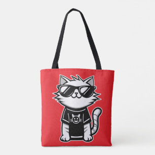 Werelds Coolste Kat met Zonnebril Rood Tote Bag