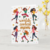 Werelds coolste moeder roller skate kaart (Gele Bloem)
