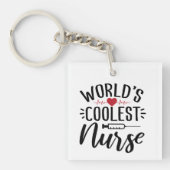 Werelds Coolste Verpleegster Wordart Sleutelhanger (voorkant)
